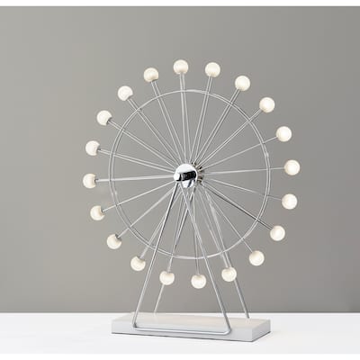 Adesso Coney Large Chrome LED Ferris Wheel Table Lamp