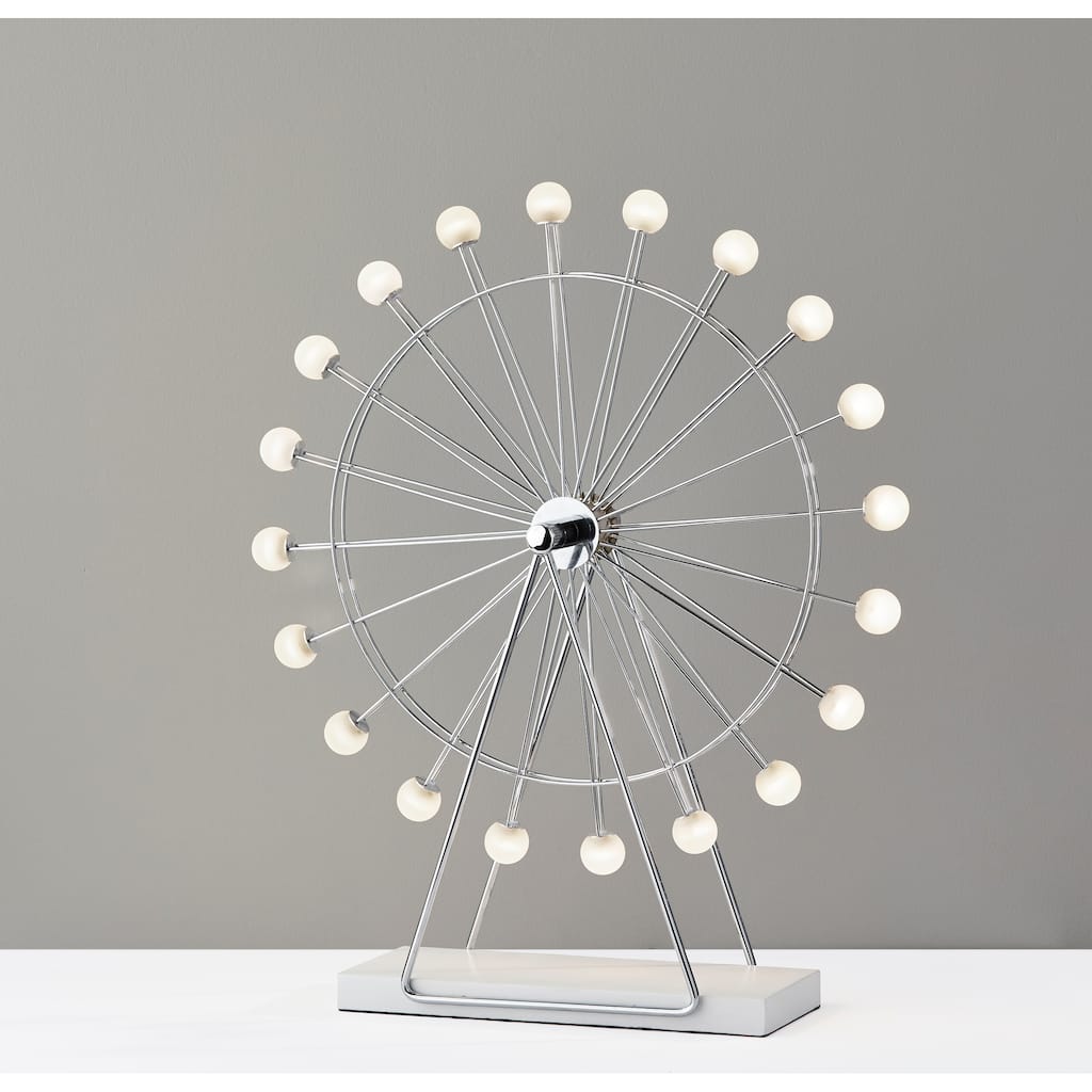 Adesso Coney Large Chrome LED Ferris Wheel Table Lamp