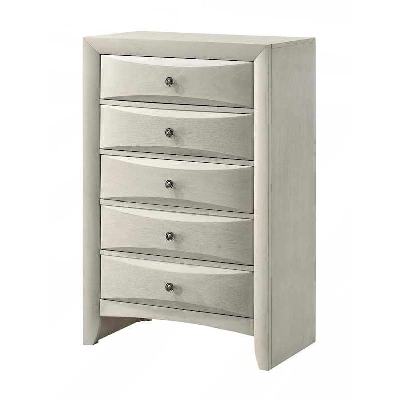 1pc Contemporary Neutral White Finish Curved Drawer - White - 5-drawer