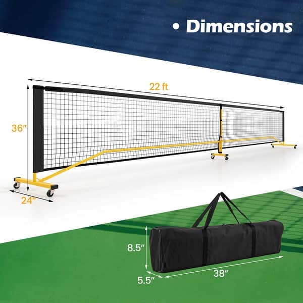 dimension image slide 0 of 2, 22FT Portable Pickleball Net Regulation Size w/Strong Metal Frame