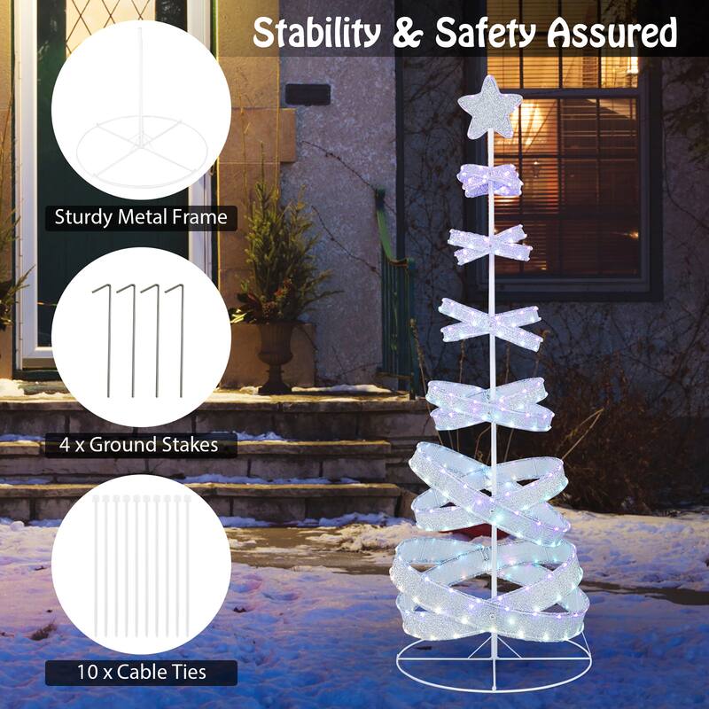 Gymax Pre-lit Spiral Christmas Tree Light Up Artificial Tree w/ 341