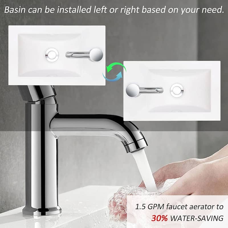 Eclife 16" Bathroom Vanity for Small Space Wall-Mounted Resin Sink Cabinet