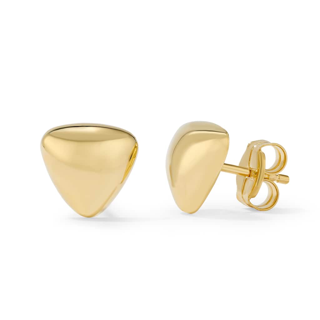 Clover 14K Yellow Gold High-Polish Puffed Triangle Stud Earrings