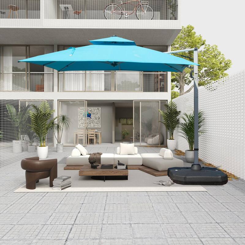 Aluminum Patio Umbrella - 360° Rotation, Hydraulic Lift