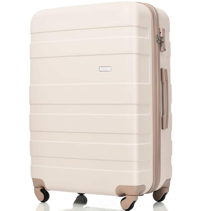 4-Piece, 20-Inch Modern Luggage with Travel Bag and 360° Spinner Wheels, for Boarding Travel, Ivory
