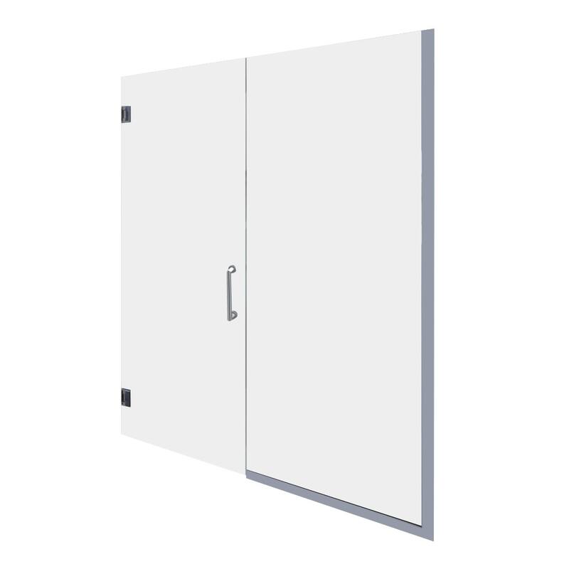 Miseno 76" High x 58" Wide Hinged Frameless Shower Door with Clear