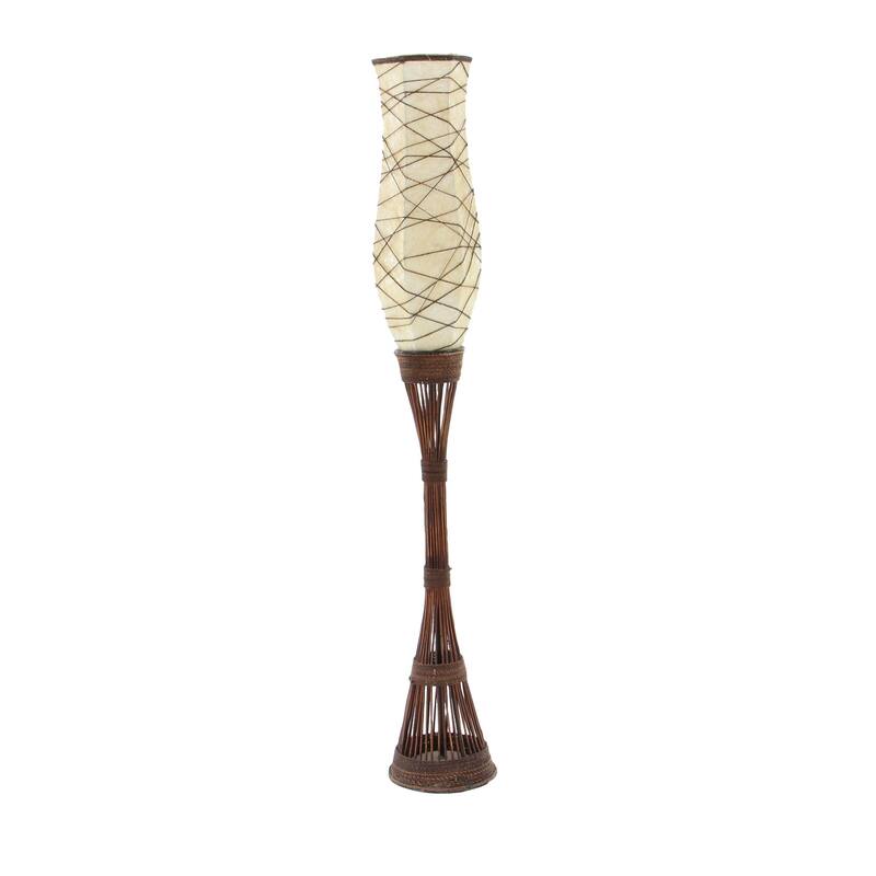 Bamboo Wood Room Floor Lamp - Brown - Roche River Decor