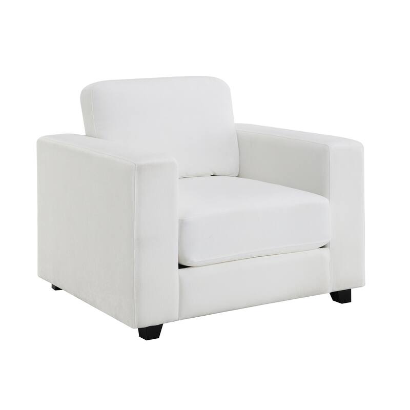 Modern Accent Chair Side Chair with Wood Legs, Ivory Office Chair Reception Chair with Square Armrests