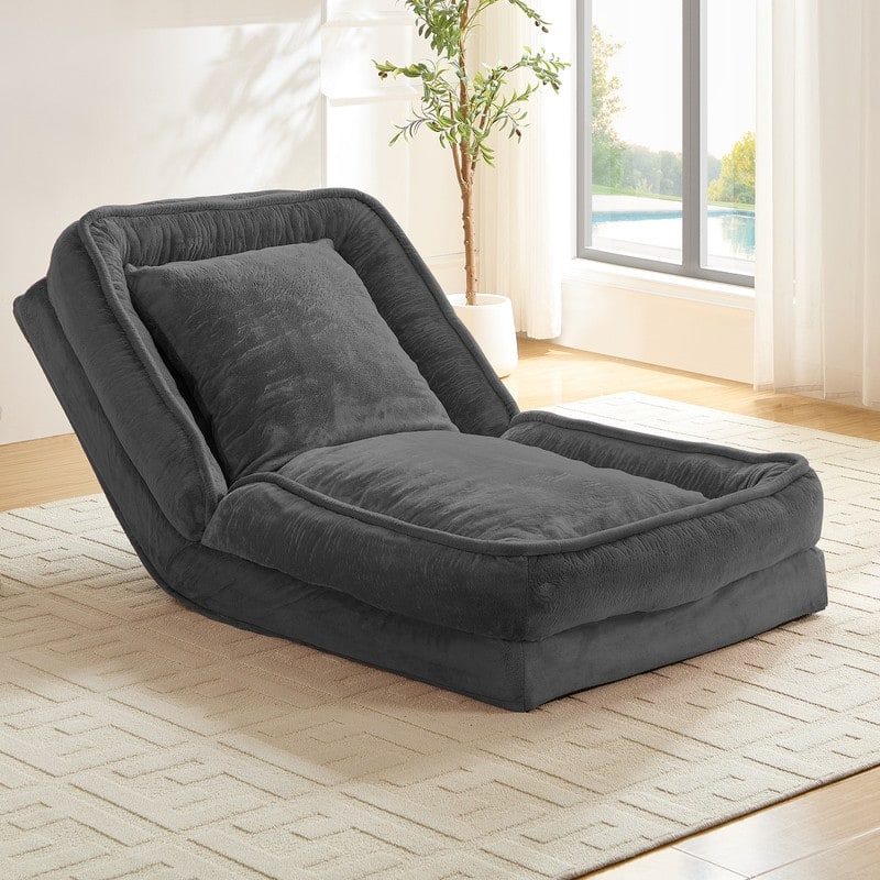 Versatile Foldable Lazy Sofa,3-in-1 Fold Small Tatami Sofa Bed,Lounge Chair Sofa, Human Friendly Pet Beds Lazy Sofa - Dark Grey - 1-Seater