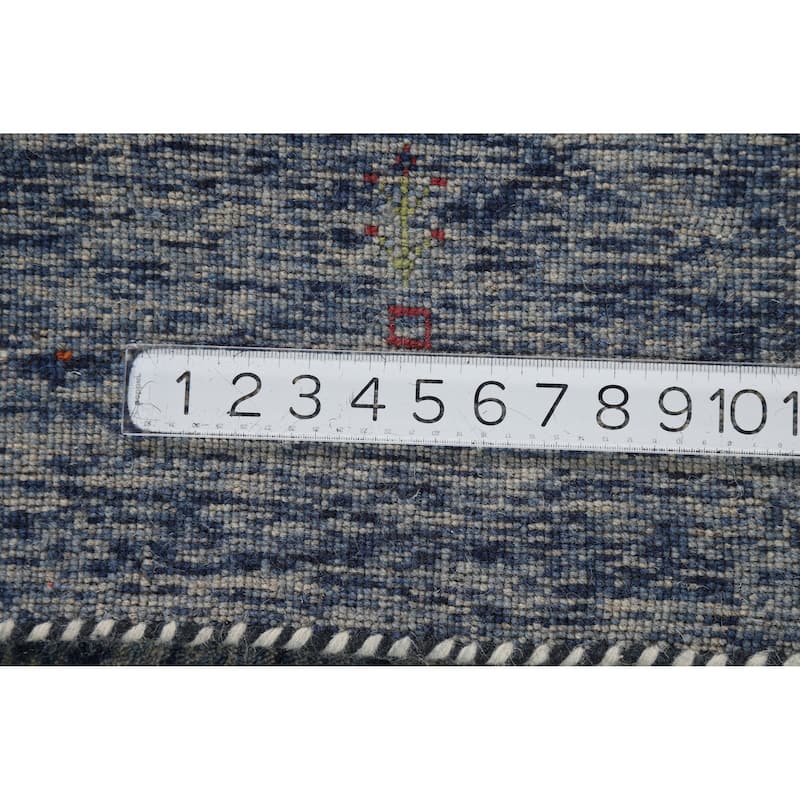 Hand Knotted Oriental 100% Wool Carpet Tribal Stripe Navy Blue & Blues Gabbeh Area Rug - 5' 10'' X 4' 0''