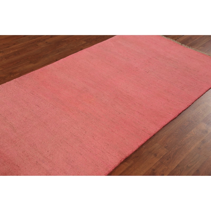 Pink Gabbeh Oriental Runner Rug Handmade Wool Carpet - 3'4" x 6'7"