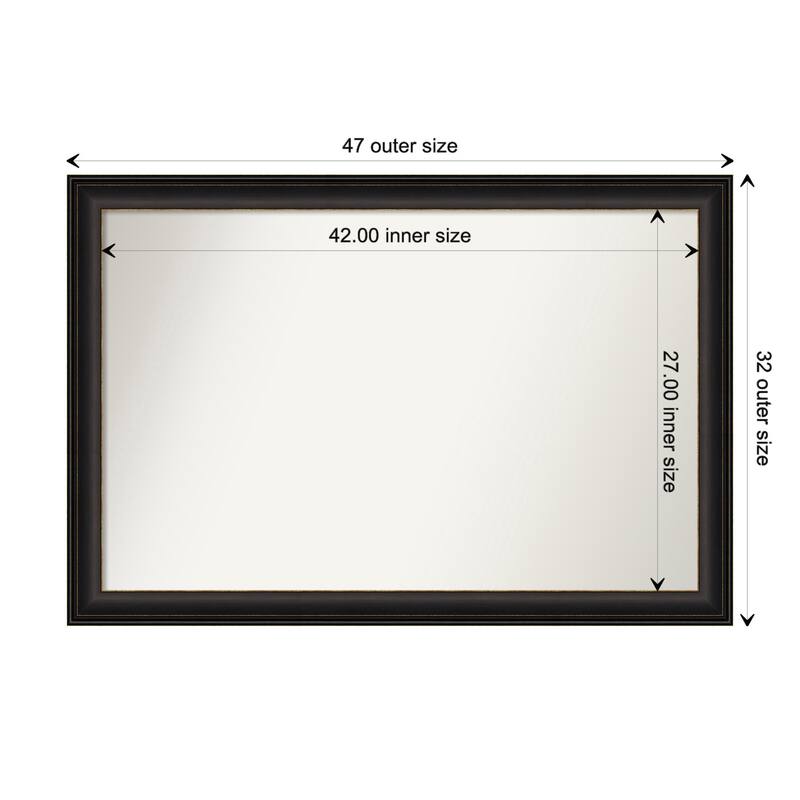 Trio Oil Rubbed Bronze Framed Non-Beveled Custom Wall Mirror, Bathroom Vanity Mirror - Outer Size: 46.5 x 31.5