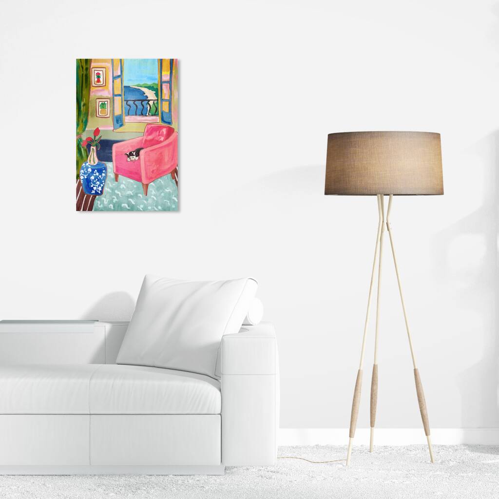 Wynwood Studio Canvas Animals Favorite Armchair Pink and Dark Pink Modern & Contemporary Wall Art Canvas Print - Pink, Blue