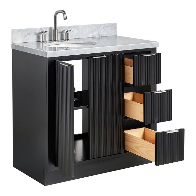 Ariel P37LCWOVO Milan 37" Free Standing Single Basin Vanity Set with