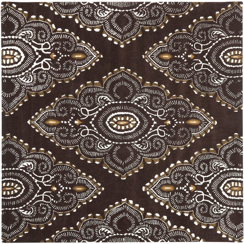 SAFAVIEH Handmade Wyndham Geanina Modern Wool Rug - 7' Square - Brown/Ivory