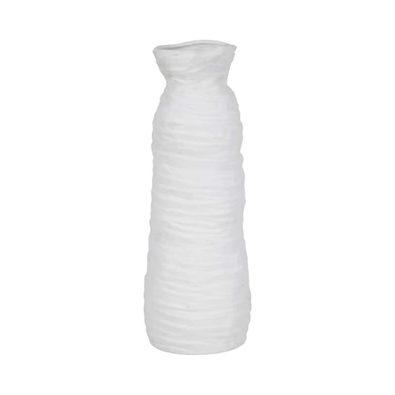 Sagebrook Home 19" Horizontal Ribbed Matte Vase, Ivory, Cylinder, 19"H, Ribbed