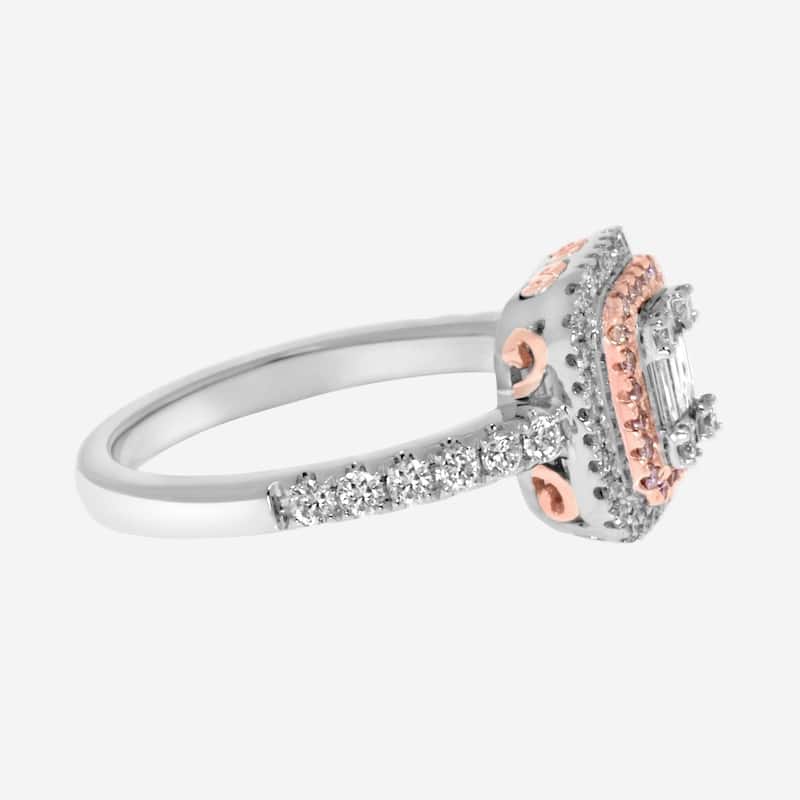 Gregg Ruth 14K Gold, White Diamond and Fancy Pink Diamond Engagement Ring Sz. 6.75