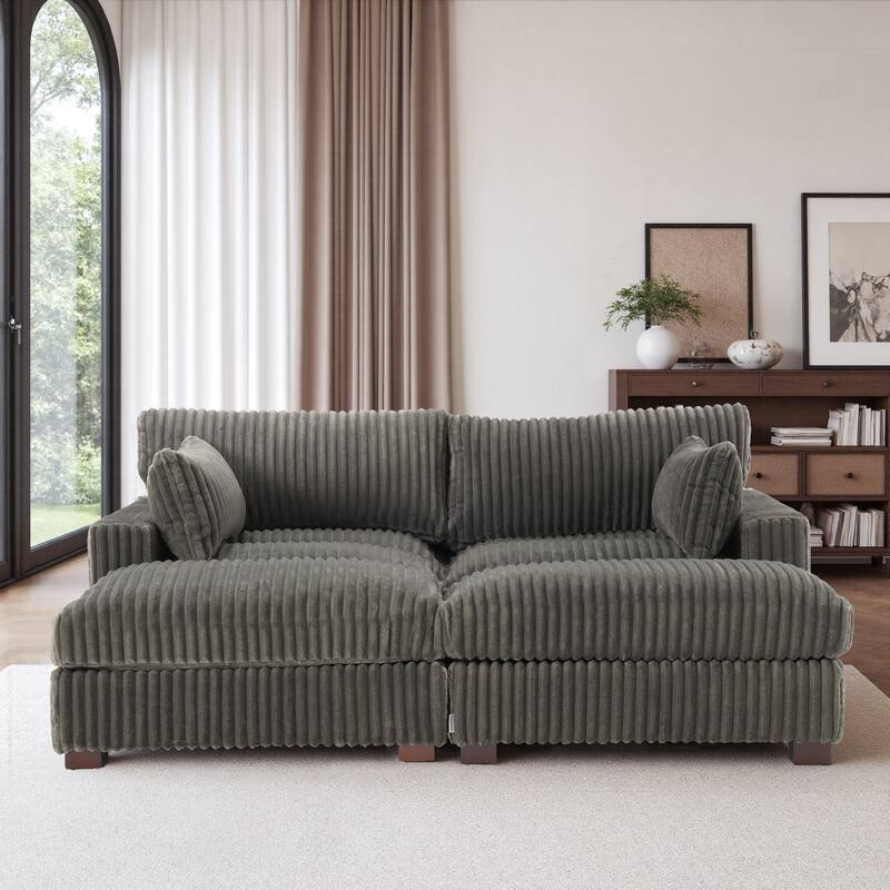 Modren Plush Oversized Modular Sectional Sofa Set with Chaise&Ottoman.