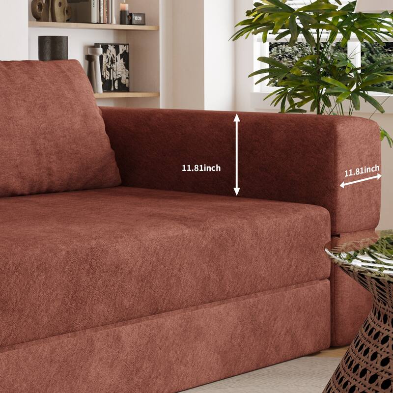 Sofa Bed with Rectangle Pillow and Cushions, Convertible Chair, Floor Couch and Sleeping Mattress, Folding