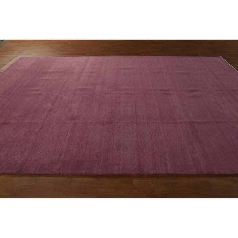 Hand Knotted Oriental 100% Wool Carpet Modern Solid Purples Gabbeh Area Rug - 11' 5'' X 8' 0''