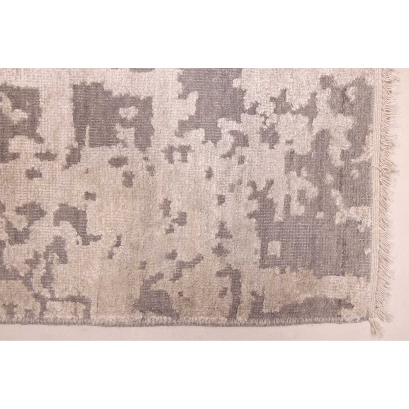 ECARPETGALLERY Hand-knotted Legacy Grey, Ivory, Light Khaki Silk, Wool Rug - 8'11 x 12'2