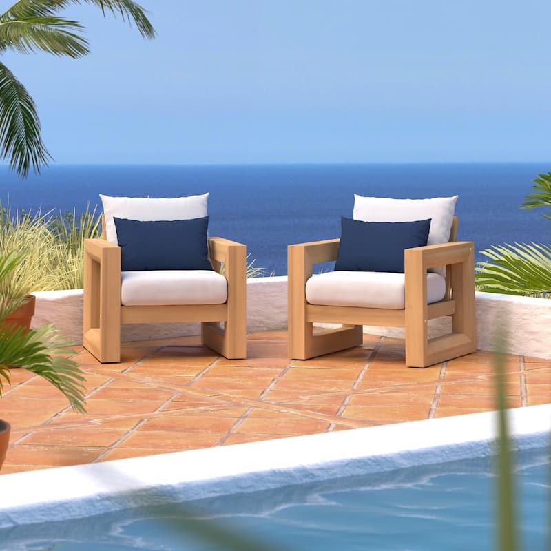 Benson 2 Piece Sunbrella Outdoor Patio Club Chairs