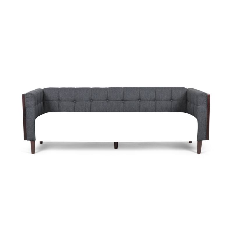 Modern Contemporary Botton Tufted 3-Seater Sofa with Square Arms