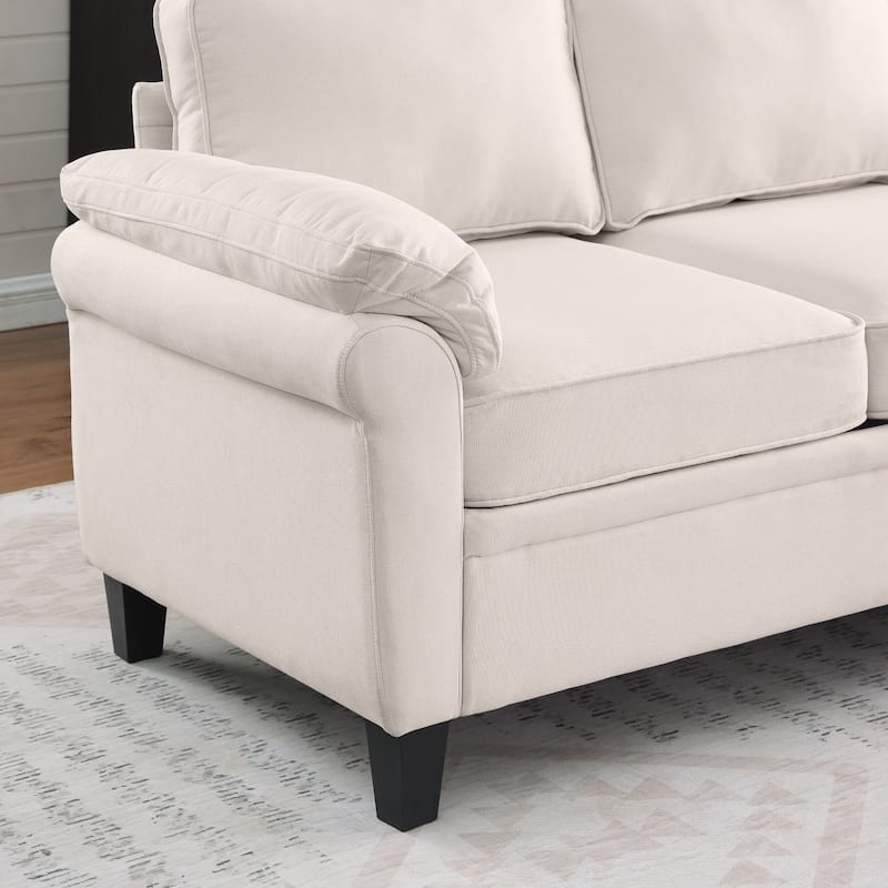 102" U-Shaped Linen Fabric Sectional Sofa with Ottomans