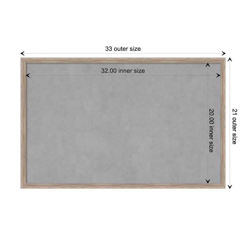 Amanti Art Hardwood Wedge White Wash Framed Magnetic Board - Board Size 32x20