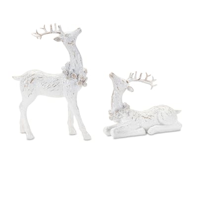 Deer (Set of 4) 3.25"H, 7"H Resin - White
