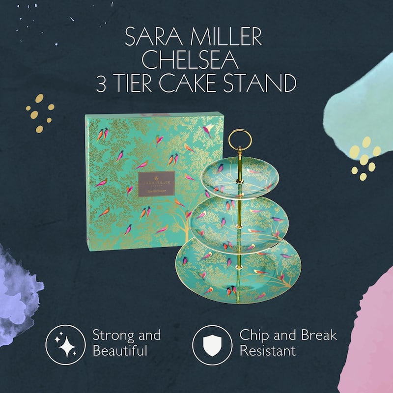 Portmeirion Sara Miller London Chelsea 3 Tier Cake Stand - 10.5", 8", 6"