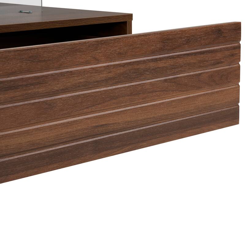47.2" LED Coffee Table with Drawers & Light Display