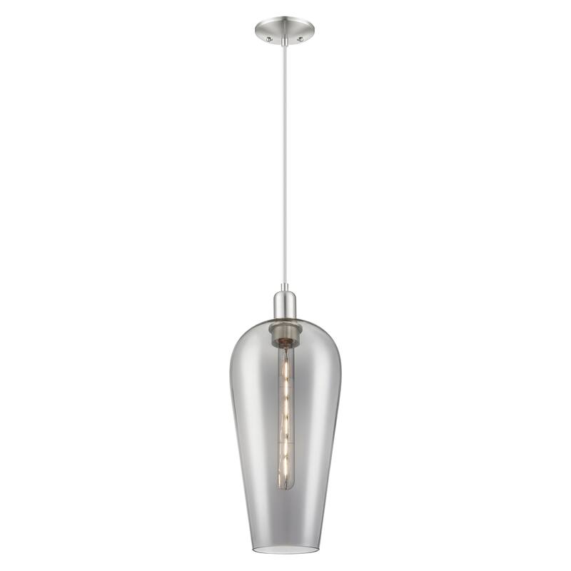Innovations Lighting Downtown Urban - Chelsea - 1 Light 8" Cord Hung Mini Pendant - Brushed Satin Nickel/Light Smoke