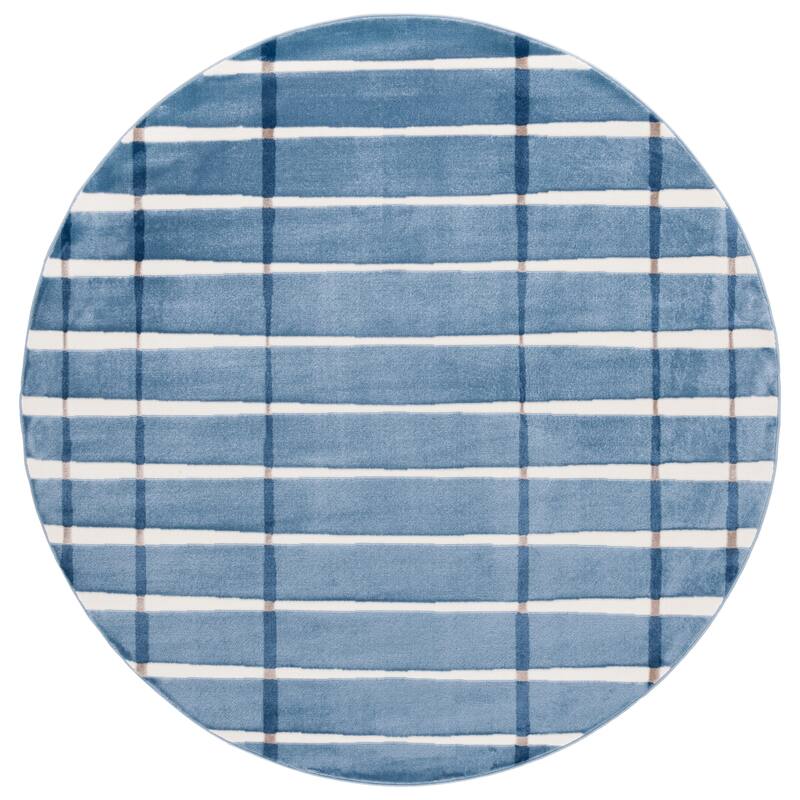 SAFAVIEH Groove Guenevere Modern & Contemporary Rug - 6'7" Round - Blue/Ivory