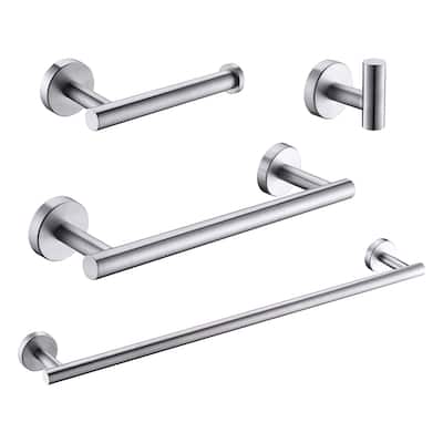 4-Pieces Brushed Nickle Bathroom Accessories Set, Stainless Steel Bathroom Hardware Set, Bath Towel Bar Set - Brushed Nickel