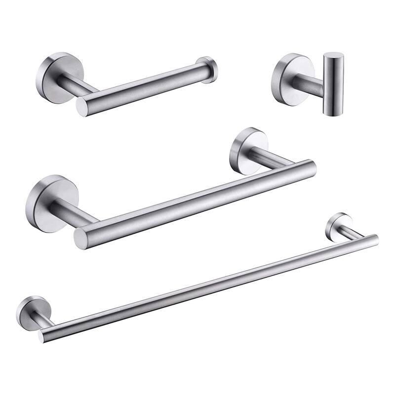 Topcraft Wall Mounted Stainless Steel Bathroom 4 Piece Hardware Set - Brushed Nickel