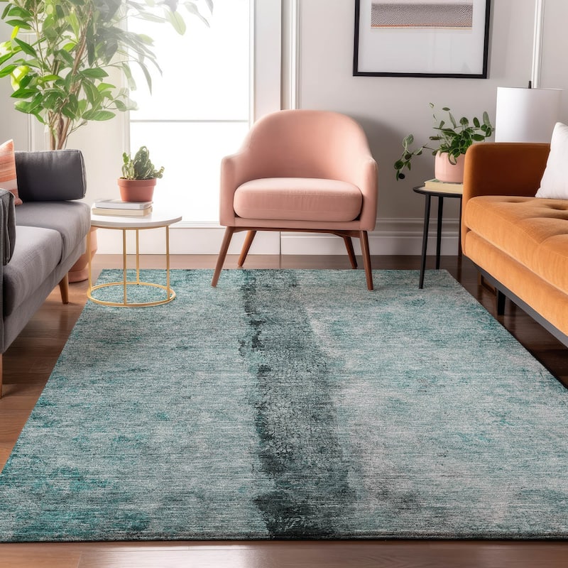 Premium Washable Super Soft Modern Arianna Mayfield Rug - Teal - 3' x 5' - Rectangle