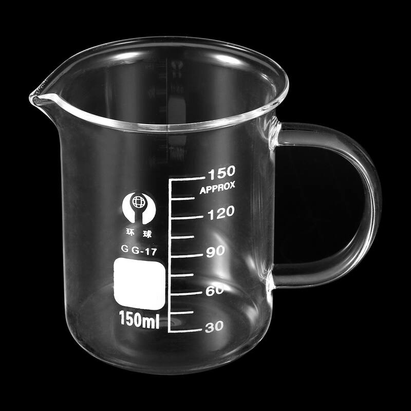 150ml Glass Beaker with Handle, 3.3 Glass Graduated Measuring Cups - Clear