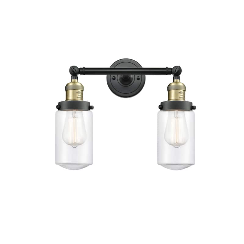 Innovations Lighting Dover 2 Light 14" Wide Bathroom Vanity Light - Black Antique Brass / Clear