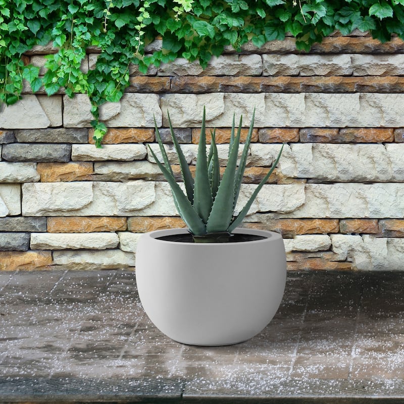 Kante 20" W Round Lightweight Pure Metal Indoor Outdoor Planter Pots, Seamless w/ Drainage Hole for Home and Garden