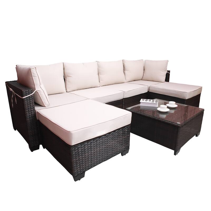 PE Rattan Wicker Garden Patio Furniture Set (7 Pieces)