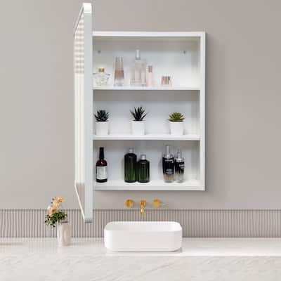24x32 White Surface or Recessed Mount Bathroom Medicine Cabinet with Mirror