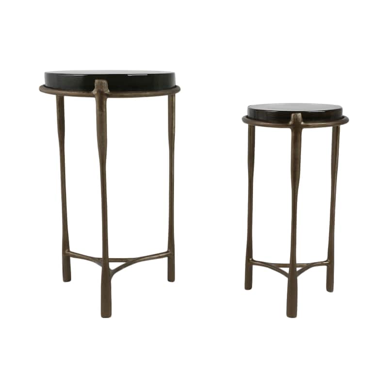 Metal Accent Side Tables Round Top and Frame Modern Design (Set of 2) - 16" x 16" x 26"