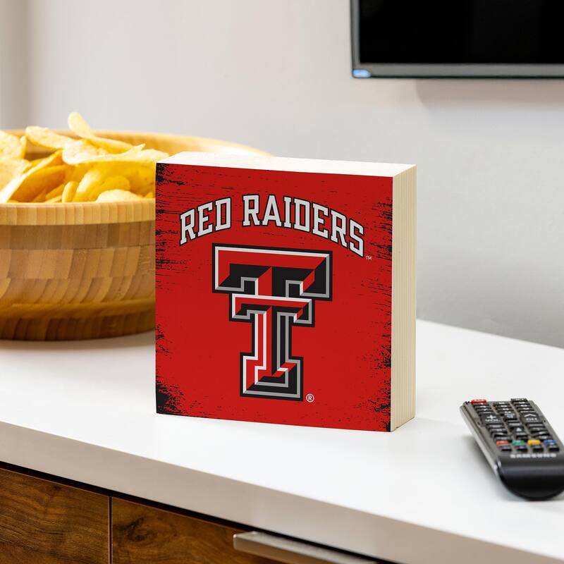 Texas Tech University Wooden Tabletop Mantel Shelf Sign - 6" x 6"