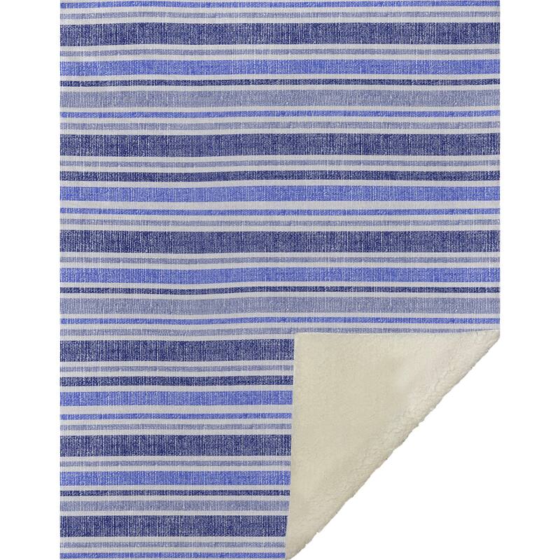 Premium Machine Washable Modern Stripe Sherpa Throw Blanket