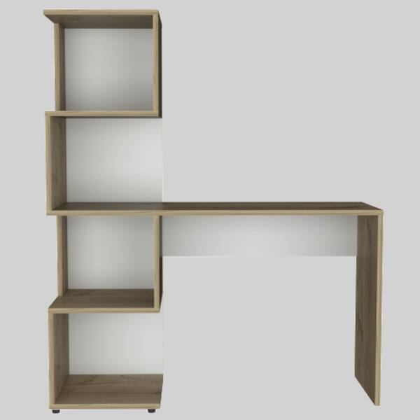 slide 1 of 1, 47.2-Inch Wide Writing Desk with Storage Tower and Shelves, Compact Modern Design Multicolor