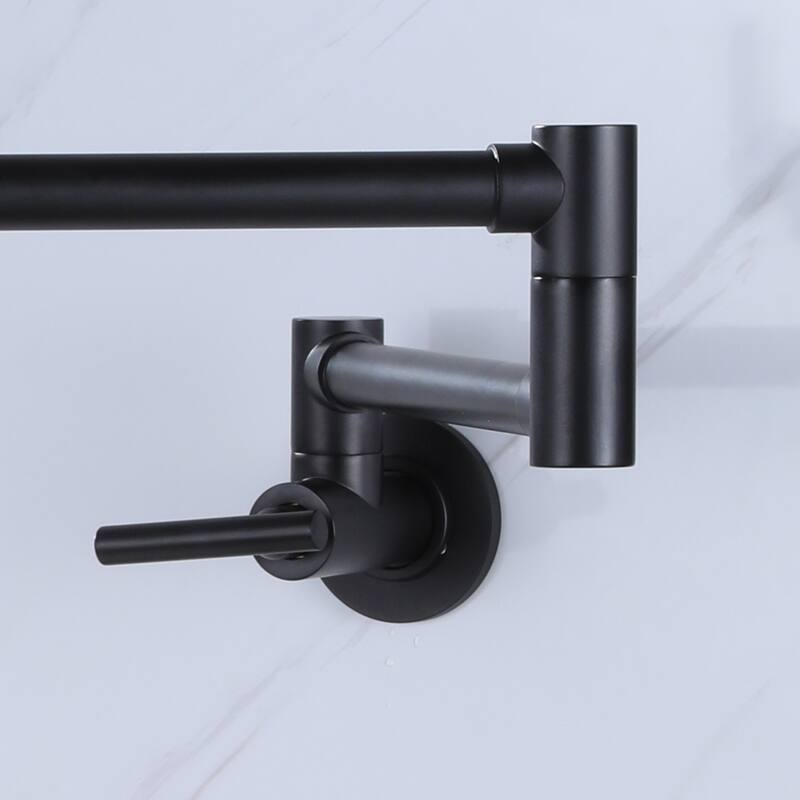 Wall Mounted Pot Filler Kitchen Faucet Black, Folding Stretchable Kitchen Faucet With Double Joint Swing Arms