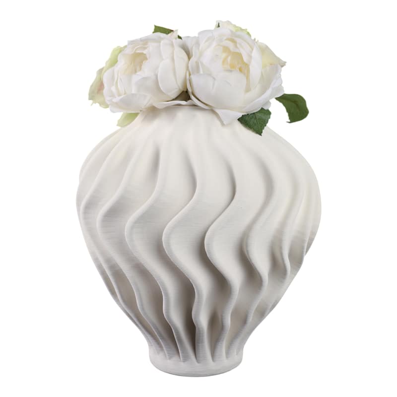 Porcelain Sculptural Vase with Textured Wave Design Modern Form