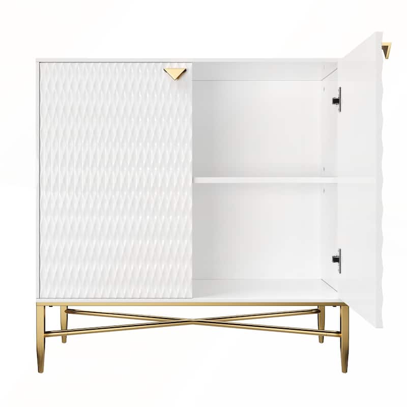 White Modern 2-Door Locker Accent Cabinet