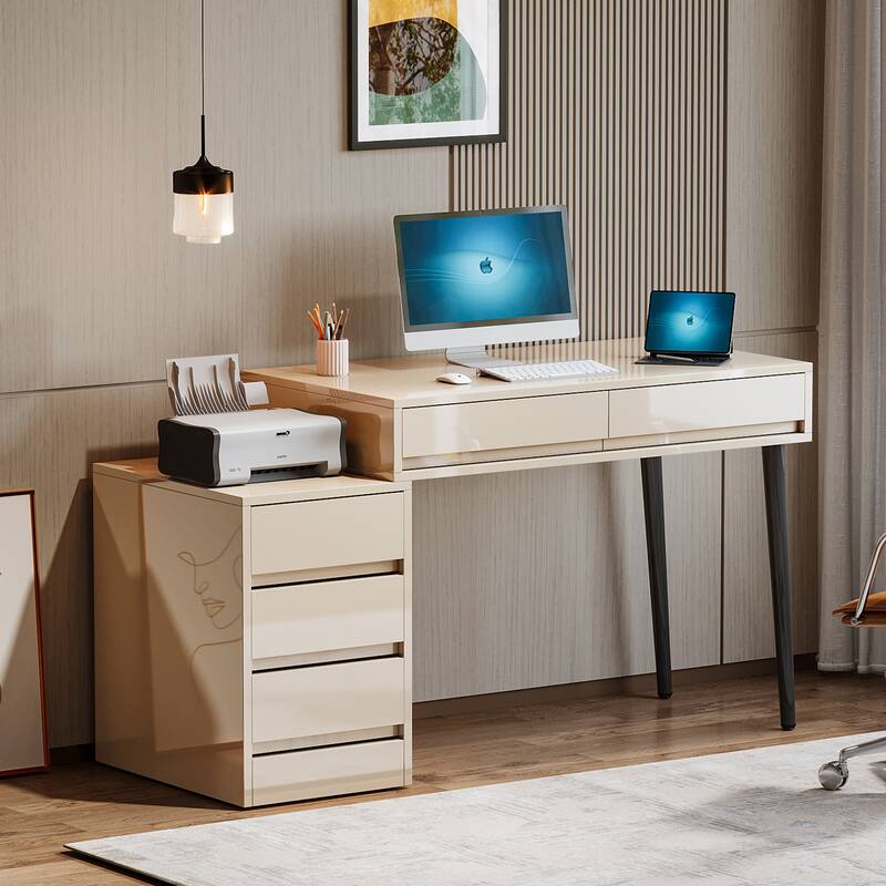 Reversible Computer Desk with 5 Drawers